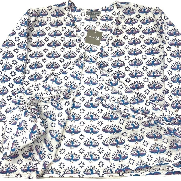 Shade Amour Wrap Top Blue Peacock 100% Cotton Made in India 4 ways to wear NWT - Picture 3 of 12